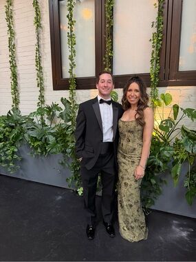 House of CB Anisa Hand Beaded Gown in Fir Green